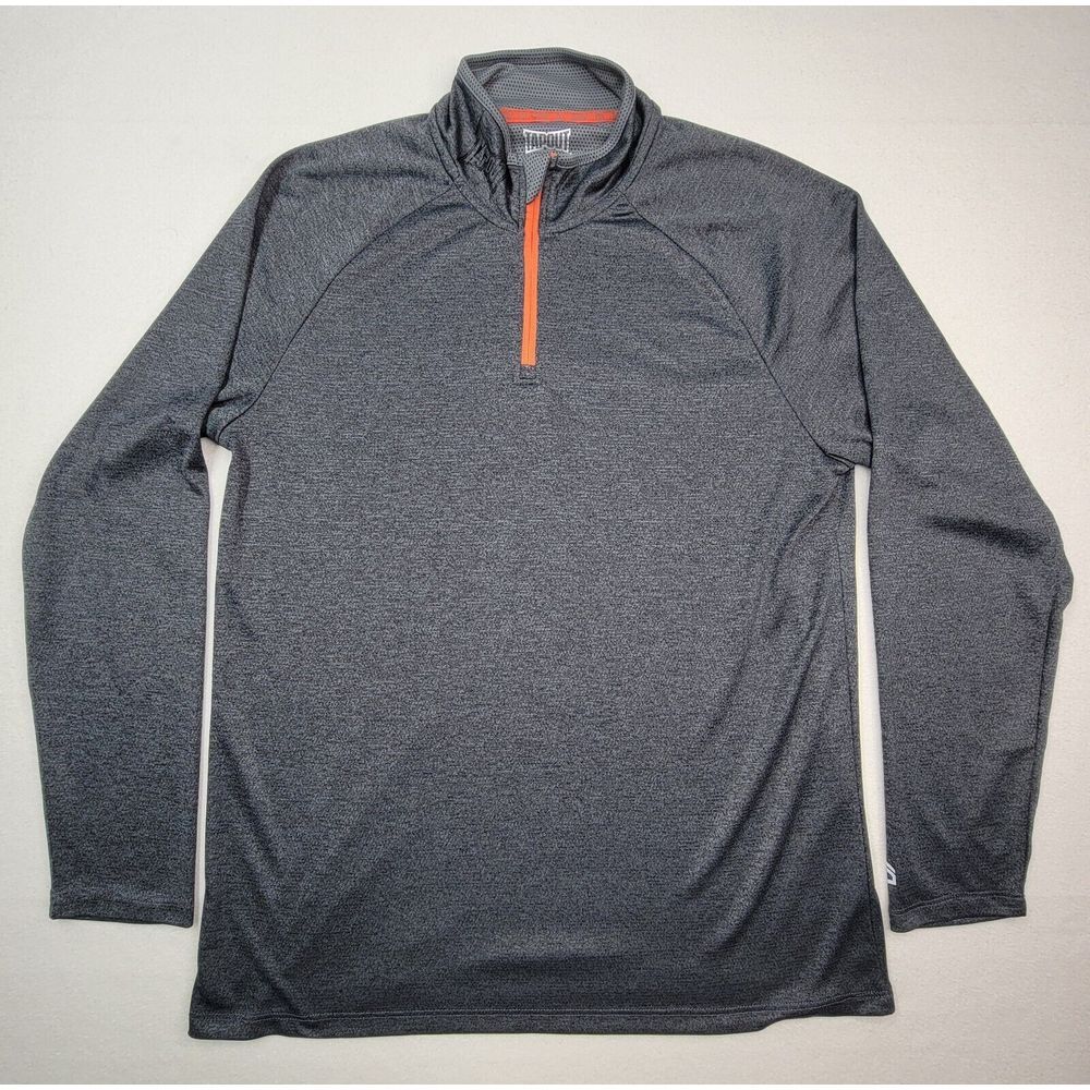Tapout Pullover Mens L Gray 1/4 Zip Long Sleeve Lightweight‎ Jacket
